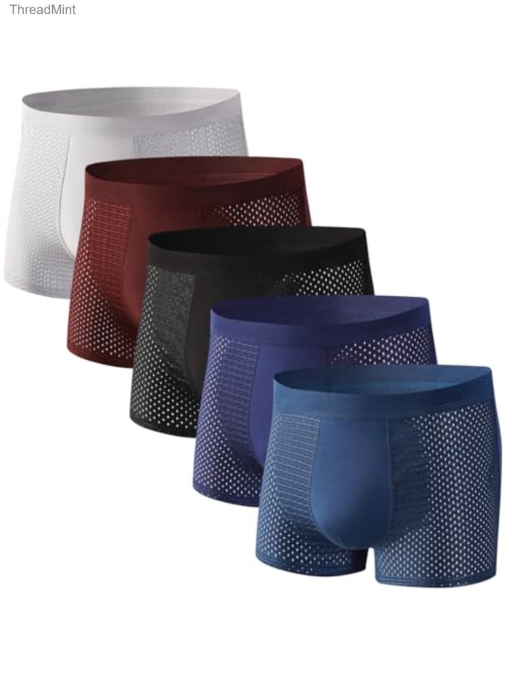 5 Pack Bamboo Viscose Boxer Briefs Breathable Moisture Wicking Trunks